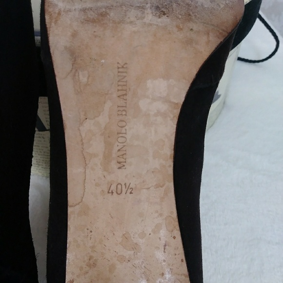 🎯 Manolo Blahnik Brown Suede Peep Toe Pump - Picture 7 of 7